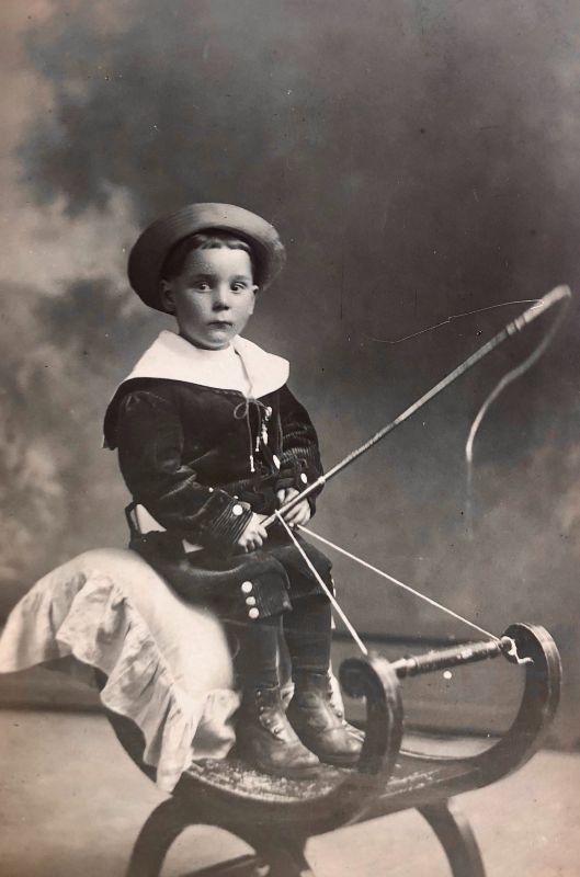 An early black and white photo studio portrait